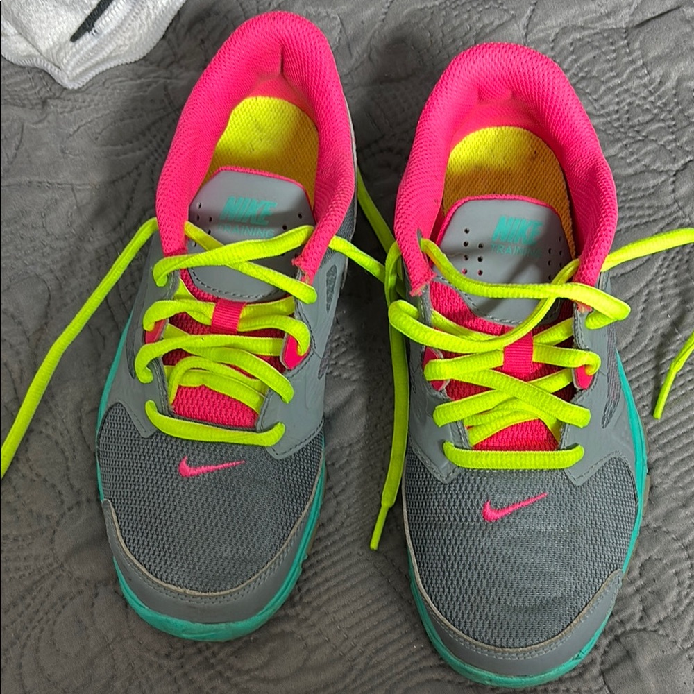 Nike Gray and Pink Sneakers with Neon Accents